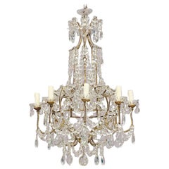 Vintage Italian Eight-Light Crystal Beaded Chandelier