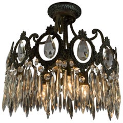 Early 20th Century French Prism Flush Mount Light