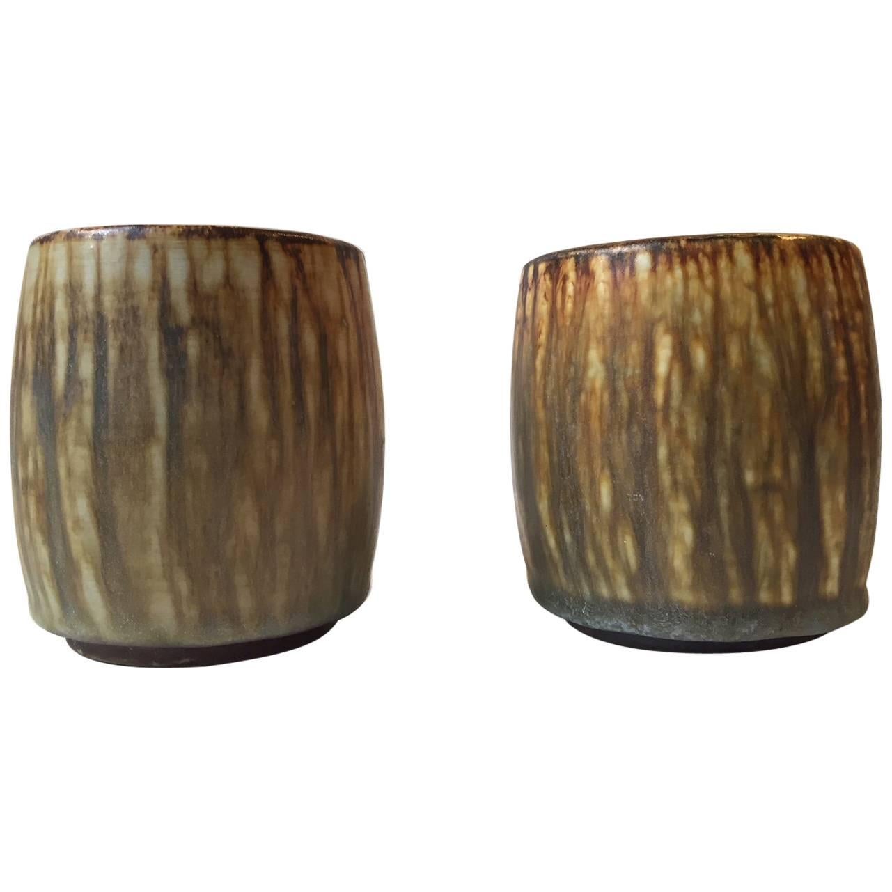 Pair of Midcentury Hare's Fur Glazed Vases by Gunnar Nylund for Rörstrand For Sale