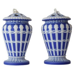 Antique Pair of Jasperware Torch Vases, Wedgwood, circa 1820