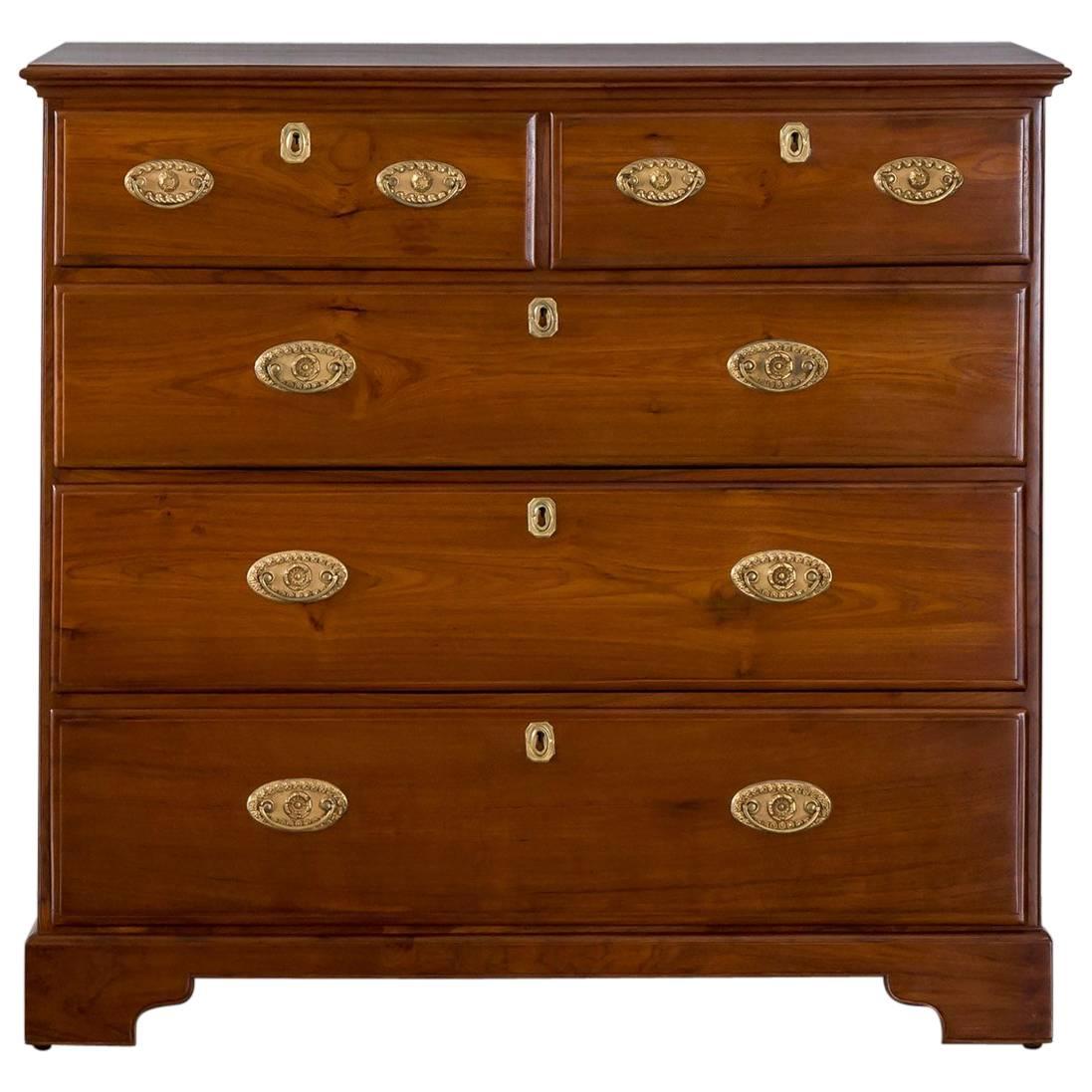 Antique Anglo-Indian or British Colonial Teakwood Chest of Drawers For Sale