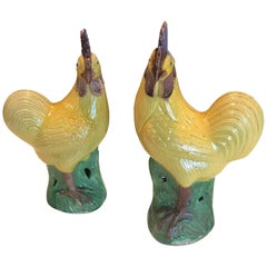 Pair of Chinese Export Porcelain Chickens