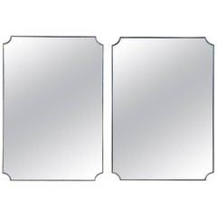 Pair of Extraordinary and Original Brass Edge Mirrors Made in Italy