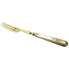 Fabergé, Antique Solid Silver Fork with Initials, circa 1870s