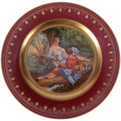 Austrian Vienna Pictorial Hand-Painted & Gilt Porcelain Genre Plate, Signed Beer