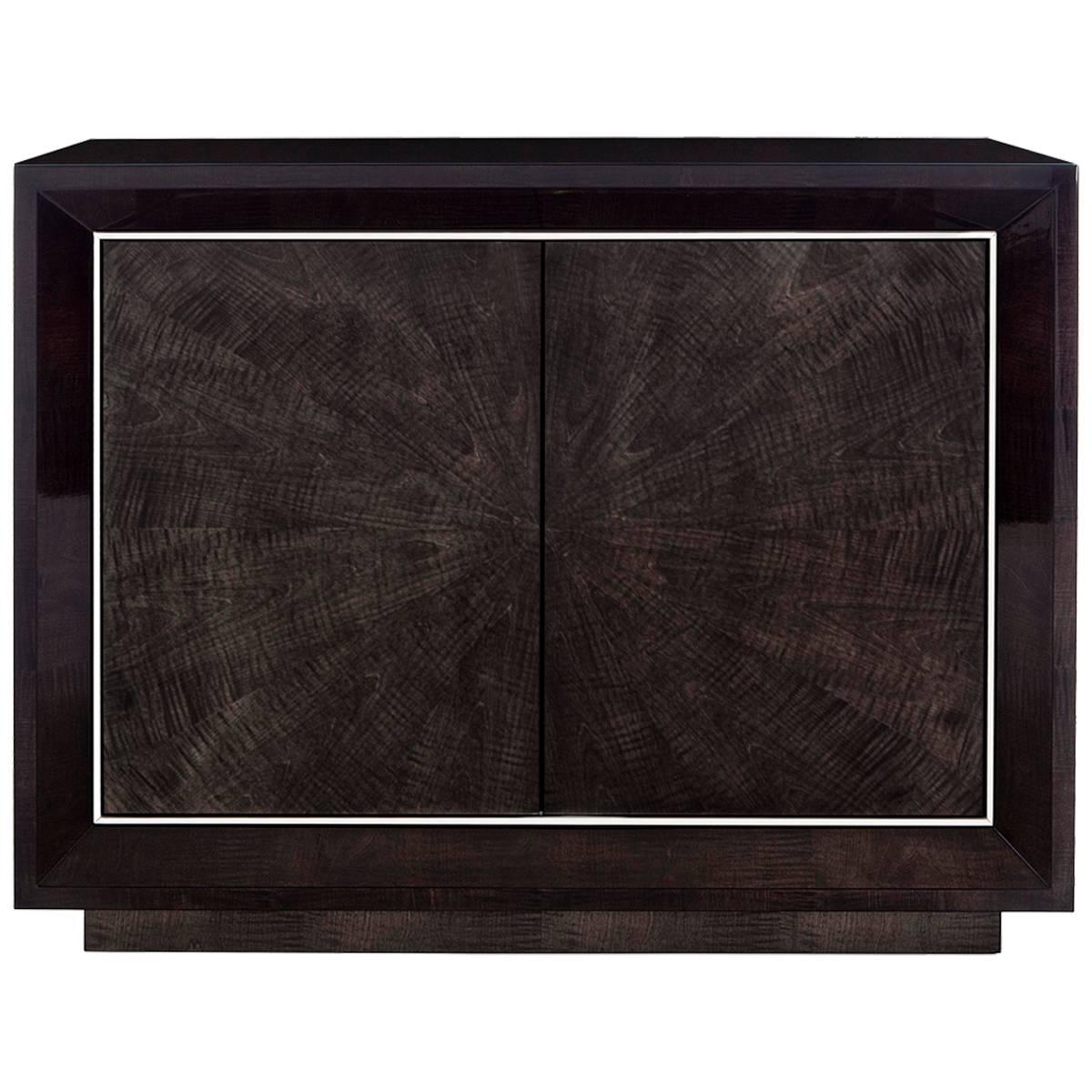 Davidson's Modern, Chiltern Side Cabinet, in Sycamore Black and Polished Nickel