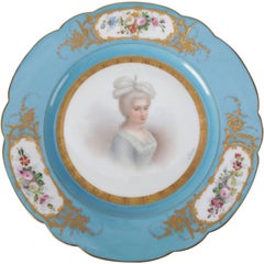 Antique French Sevres Hand-Painted & Gilt Porcelain Artist Signed Portrait Plate