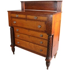 Antique American Empire Carved Cherry and Bird’s-Eye Maple Chest of Drawers