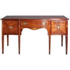 Federal Style Flame Mahogany Inlaid Three-Drawer Sideboard, Statton Furniture Co