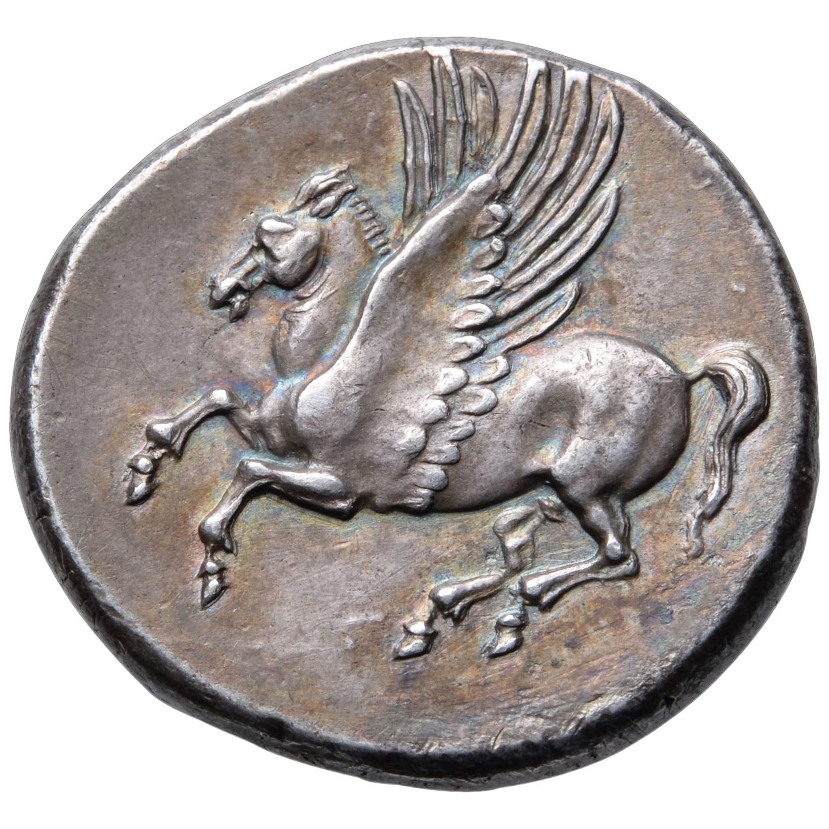 Ancient Greek Silver Pegasus Stater Coin from Syracuse, 304 BC