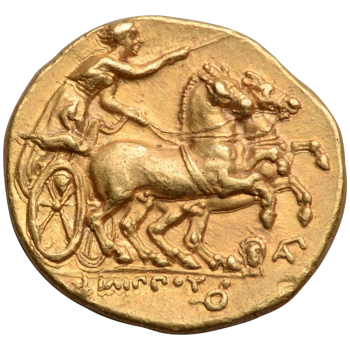 Ancient Greek Gold Stater Coin of King Philip II of Macedon, 323 BC