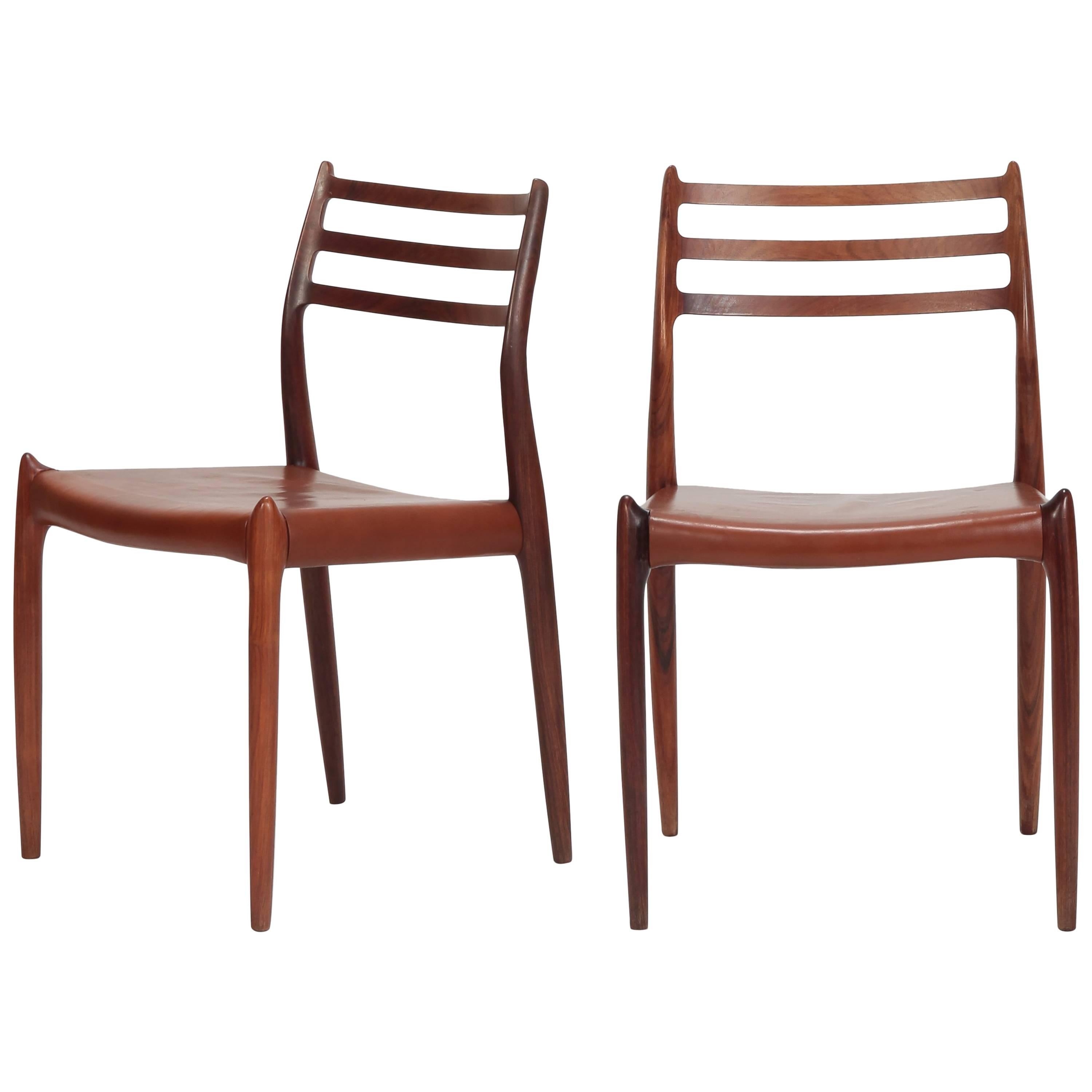 Pair of Niels Moller Chairs Model 78 J.L. Moller, 1960s For Sale