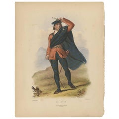Antique Costume Print 'Colquhon' Scotland by L. Dickenson, circa 1847