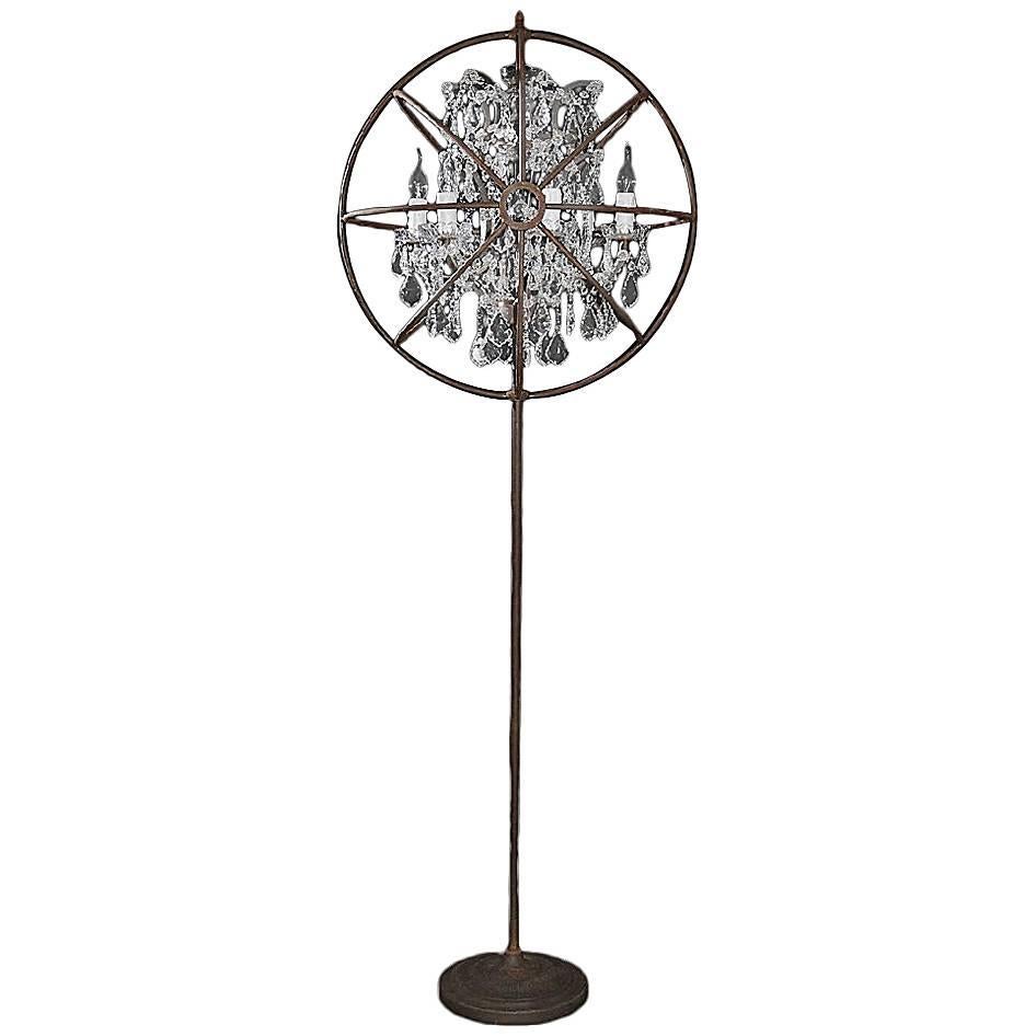 Crystal Antique Floor Lamp Iron and Crystal
