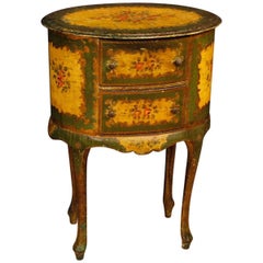 Venetian Side Table in Lacquered and Painted Wood Two-Drawers, 20th Century