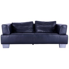 Ewald Schillig Moon Designer Sofa Black Leather Couch Two-Seat Modern
