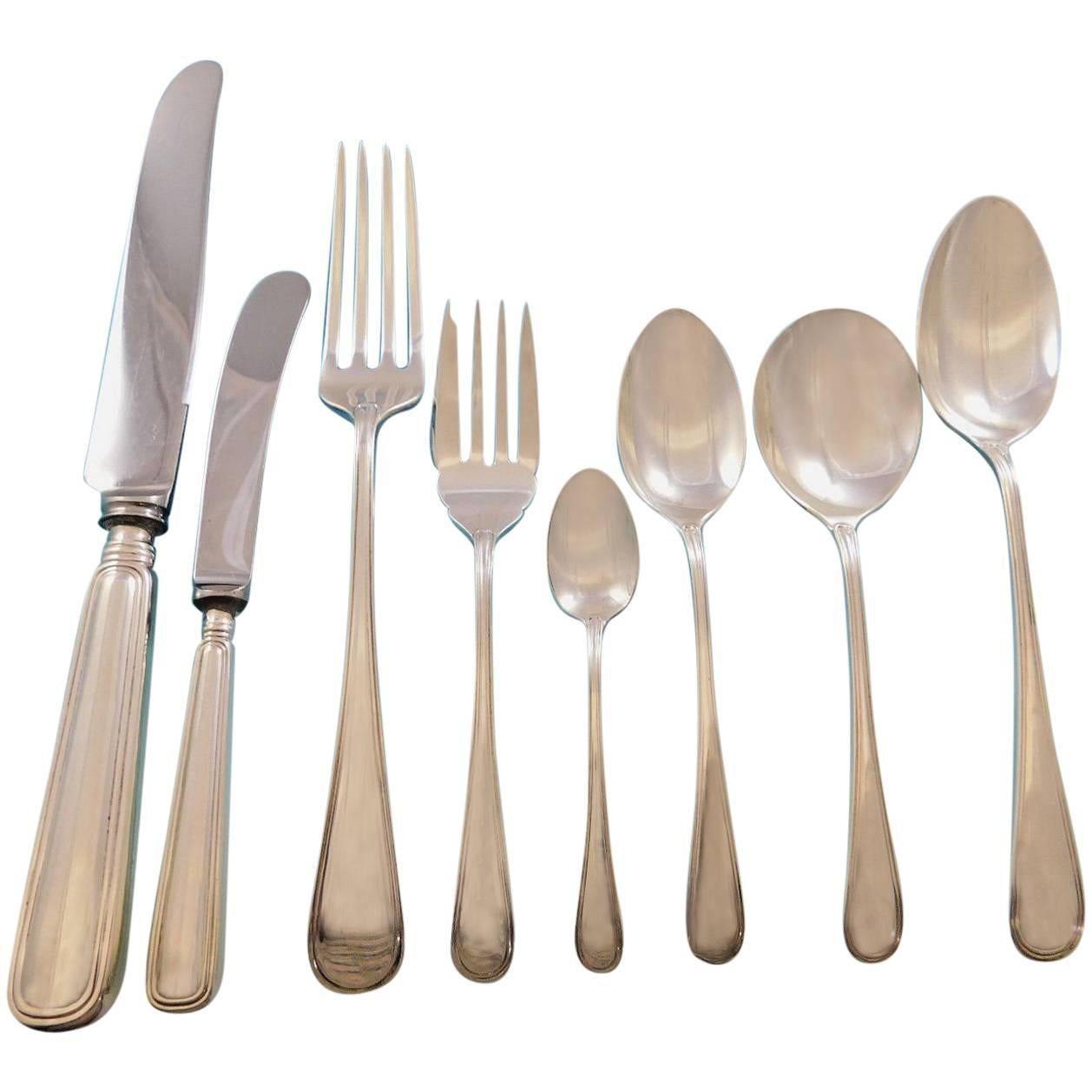 Saxon by Birks Canada Sterling Silver Flatware Set 8 Service 66 Pcs Dinner For Sale