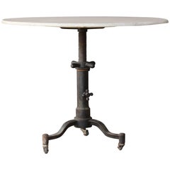 1920s Industrial Cast Iron and Marble Table