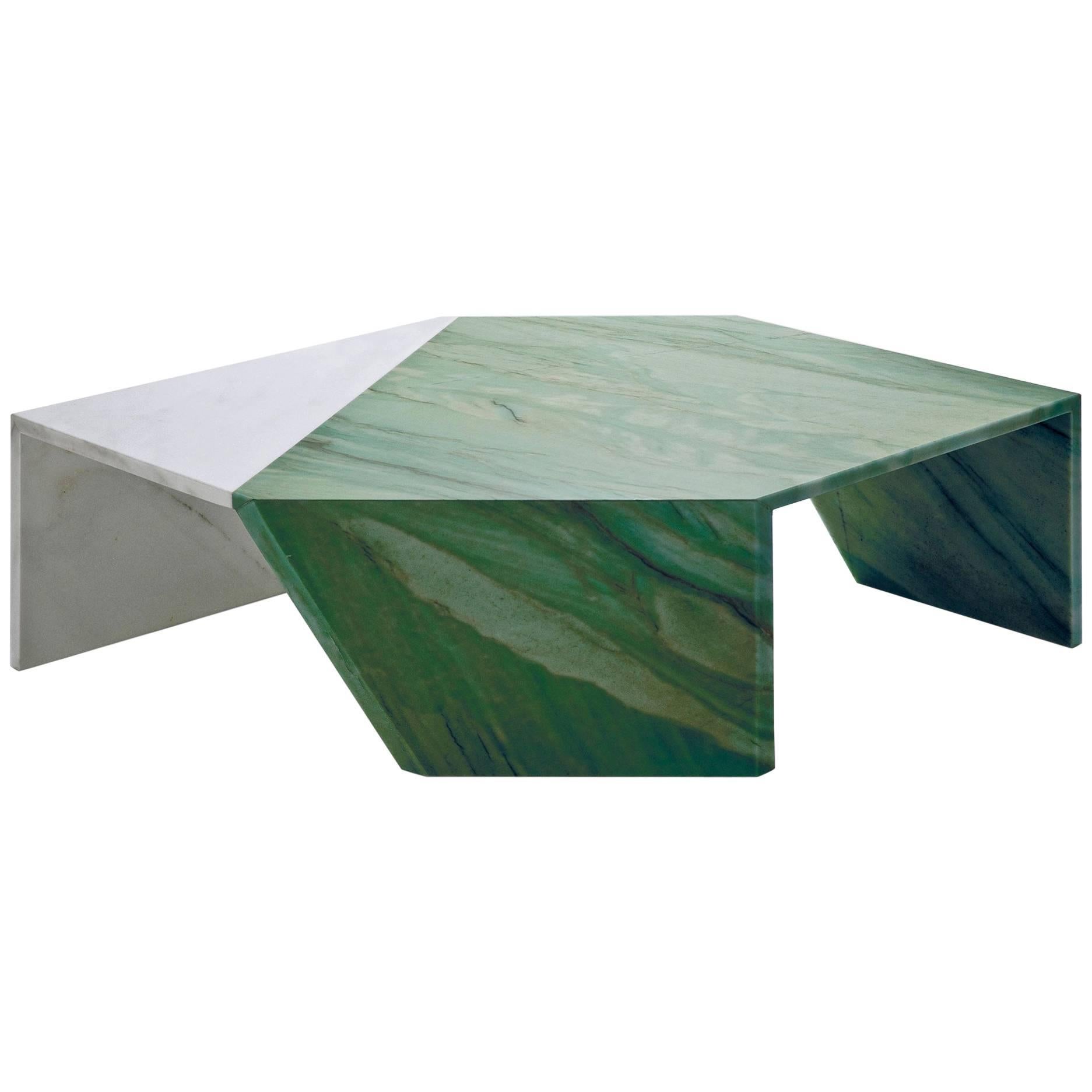 Origami Marble Living Table, Marble Verde Aquamarina For Sale