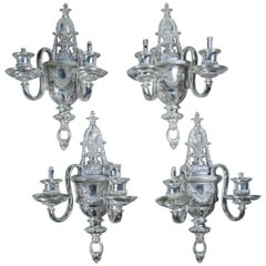 Set of Four circa 1920 Silver Plated Sconces