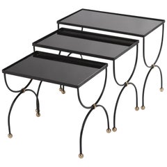 French Nesting Tables Attributed to Jacques Adnet 1950s