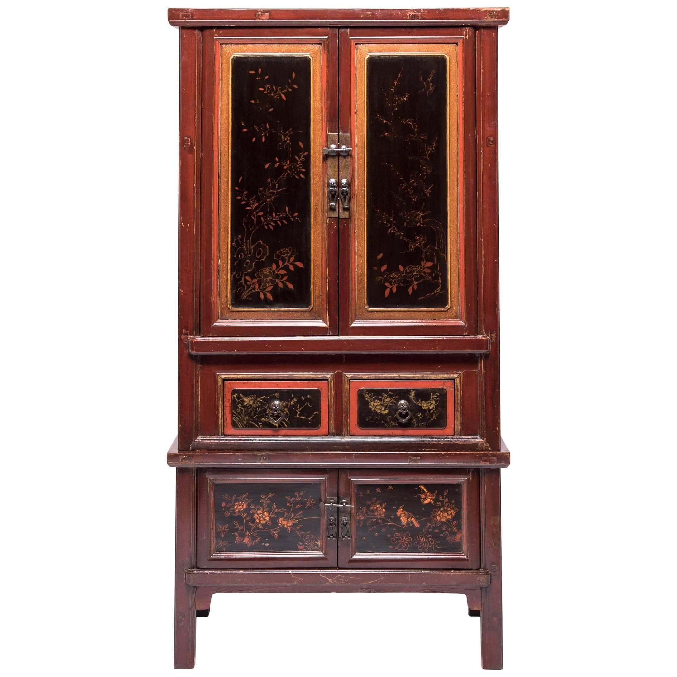 Chinese Gilt Red Lacquer Cabinet, c. 1900