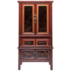 Antique Chinese Gilt Red Lacquer Cabinet, c. 1900