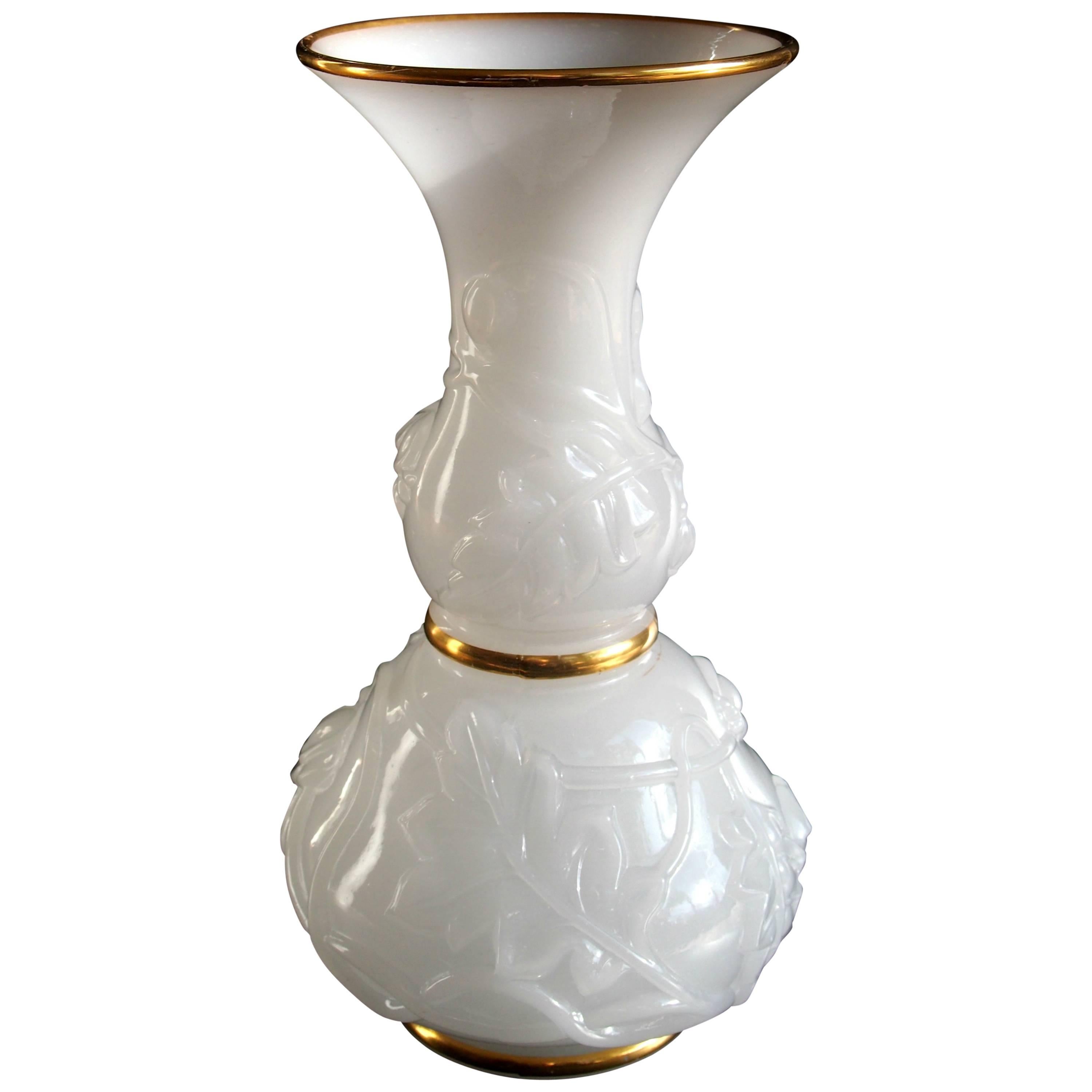 French Baccarat Napolean III Alabaster/Opaline Crystal Glass Vase