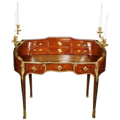 Antique 19th Century Louis XV Style Gilt-Bronze Mounted Secretary, Attributed to Millet