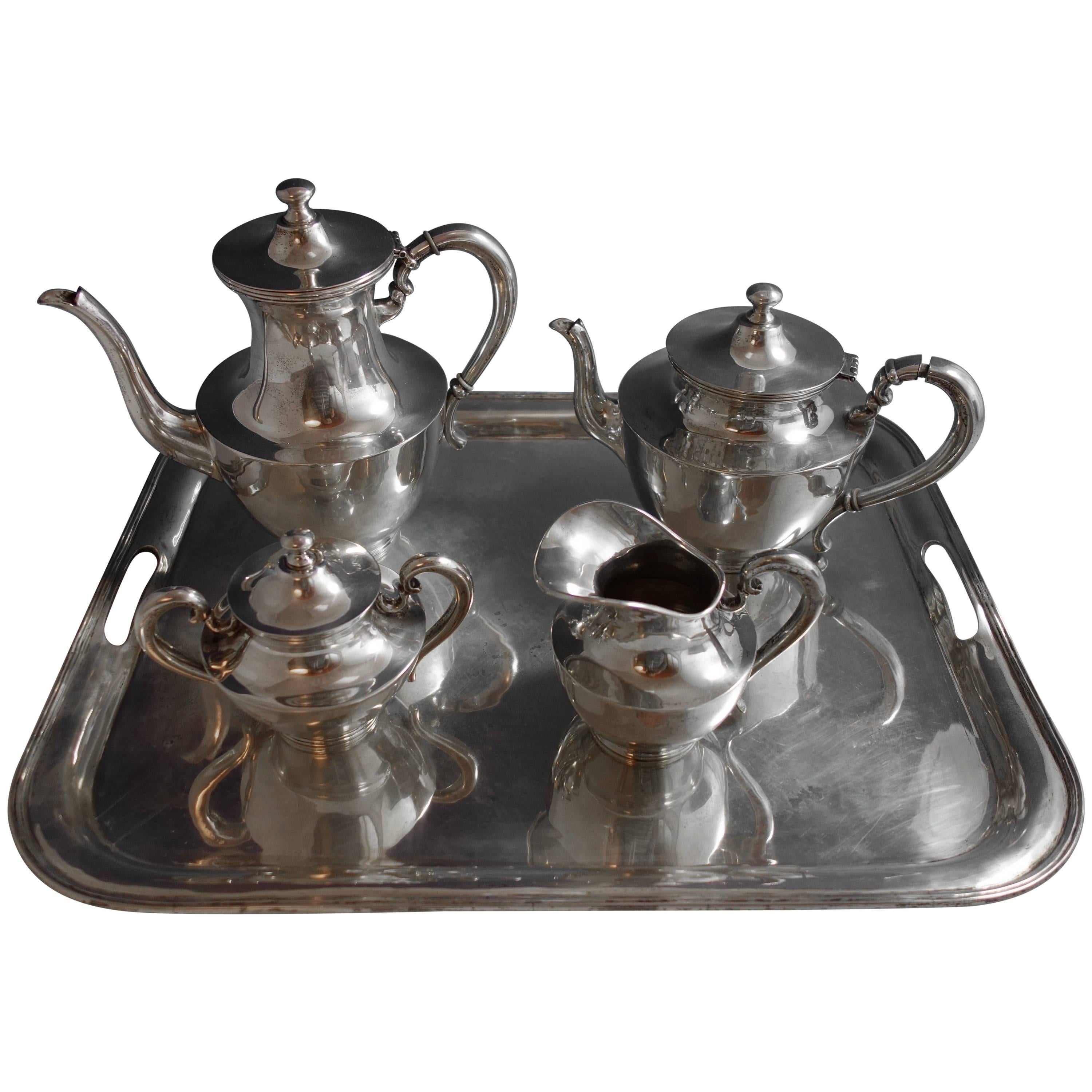 Heather Mexican Mexico Sterling Silver Tea Set 4pc with Tray #1795 Hollowware