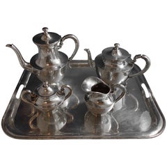 Heather Mexican Mexico Sterling Silver Tea Set 4pc with Tray #1795 Hollowware