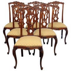 Set of Six Belgian Oak Victorian Dining Chairs