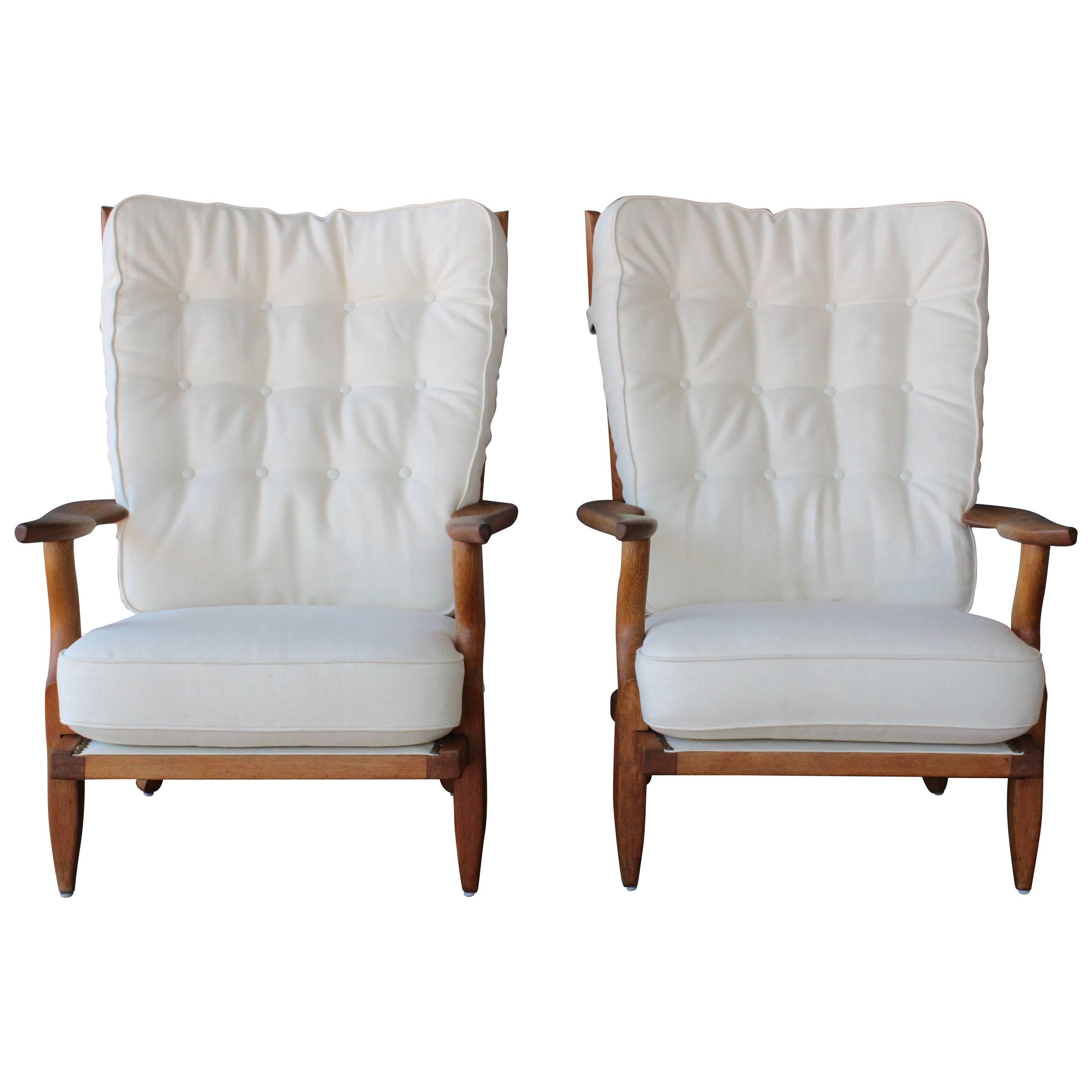 Pair of Guillerme et Chambron 'Grand Repos' Armchairs, 1960s, France