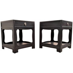 Michael Taylor for Baker Far East Nightstands Restored in Rich Charcoal Finish