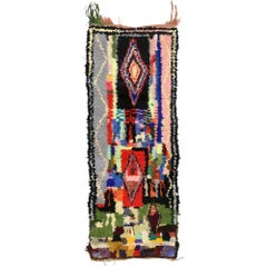 Vintage Berber Moroccan Boucherouite Rug, Colorful Moroccan Shag Accent Rug