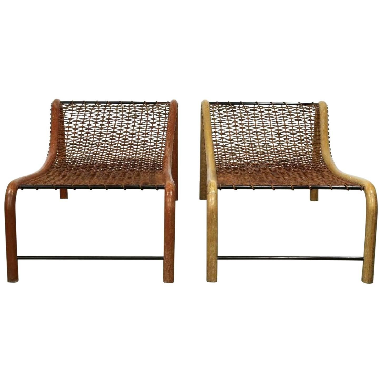  Oversized Bentwood Chaise Lounge Chairs Woven by William Emmerson