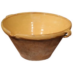 19th Century French Yellow Glazed Terracotta Tian Decorative Bowl from Provence
