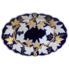 Early 20th Century Meissen Porcelain Oval Dish Cobalt and Gilt