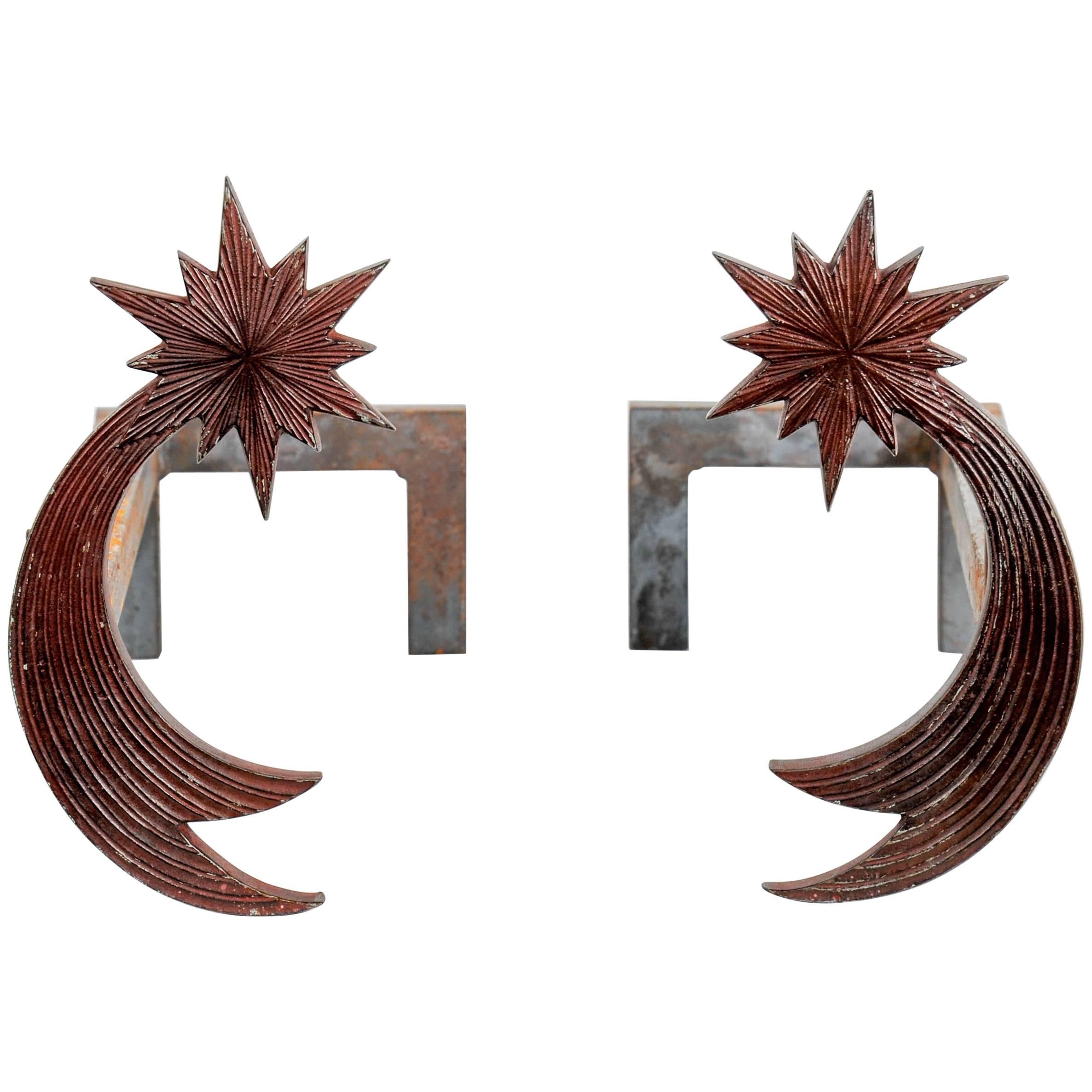 Pair of Bronze Andirons by Enzo Missoni For Sale