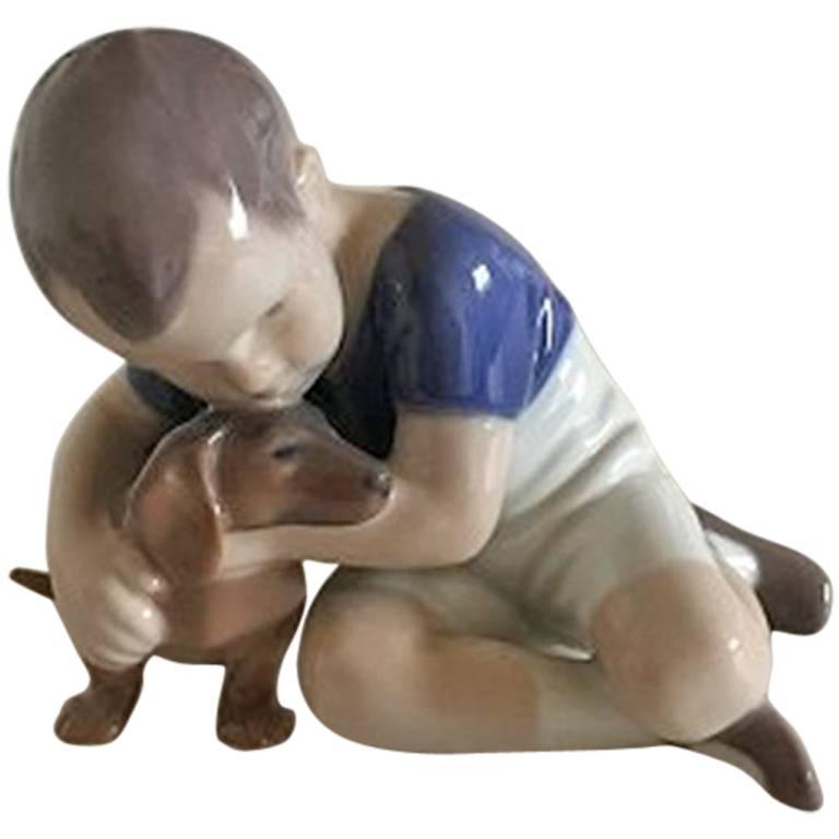 Bing & Grondahl Figurine Boy with Dachshund #1951