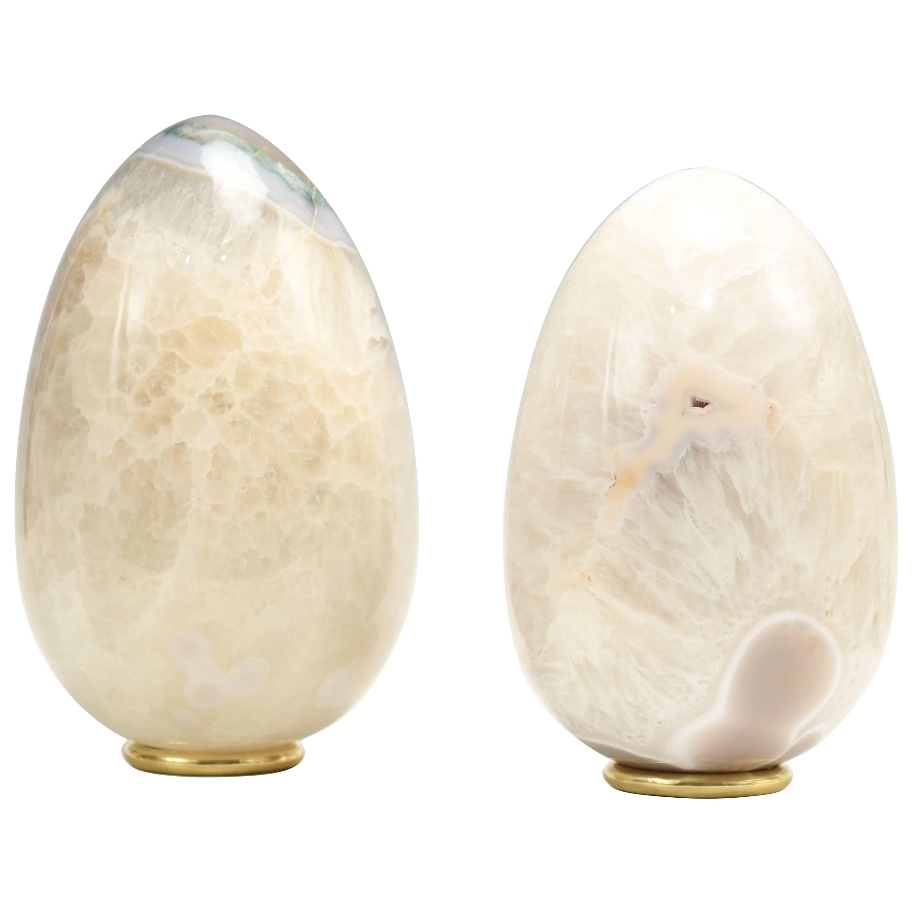 Group of Two Agate Sculptures