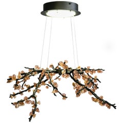 Lampadario scultura fatto a mano Almond a tre pendenti in ottone fuso e vetro