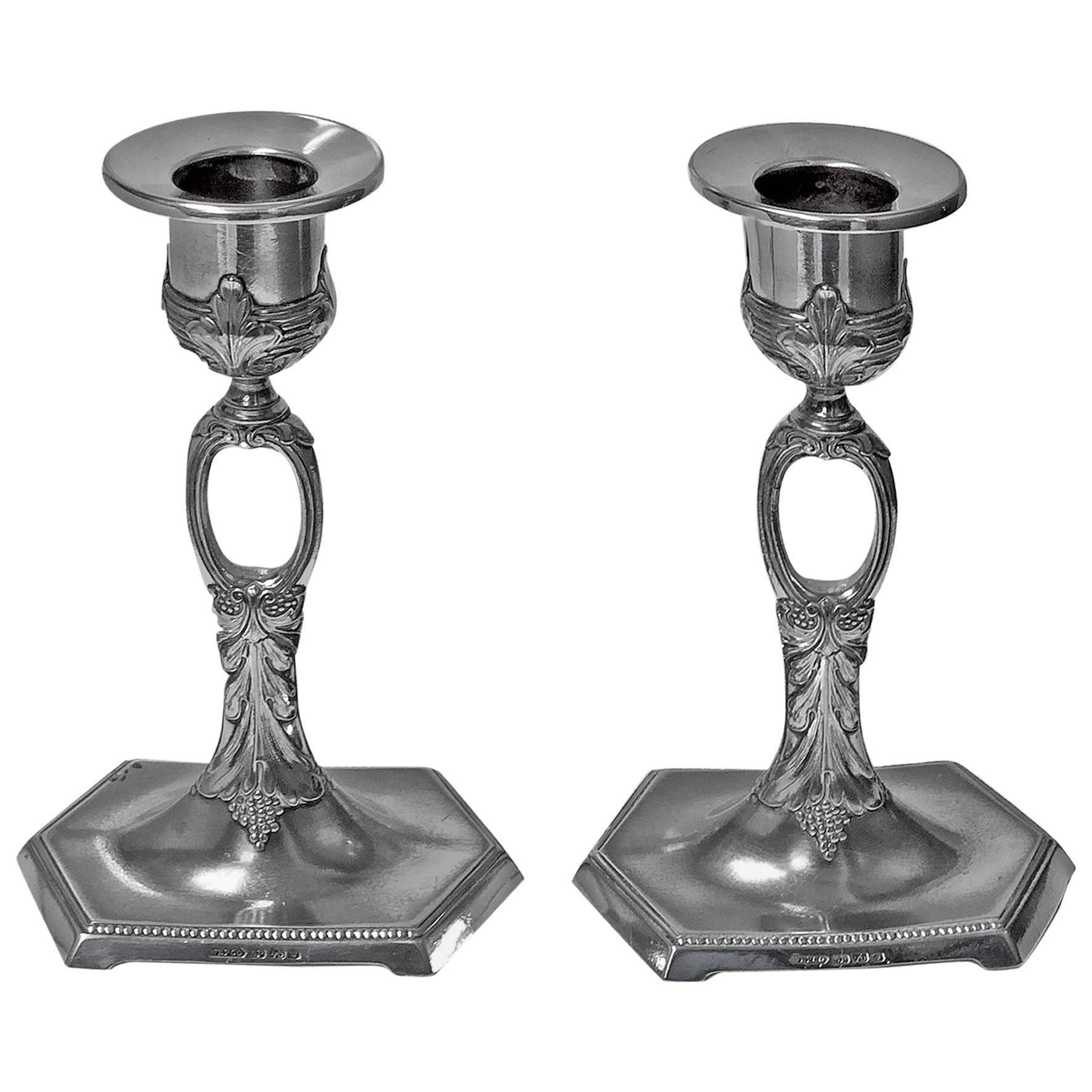 WMF Art Nouveau Jugendstil Candlesticks, Germany, circa 1910