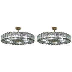 Pair of Glacier Blue Murano Glass Chandeliers