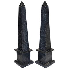 Black and Gray Fossilized Marble Obelisks, Italy, Mid-20th Century