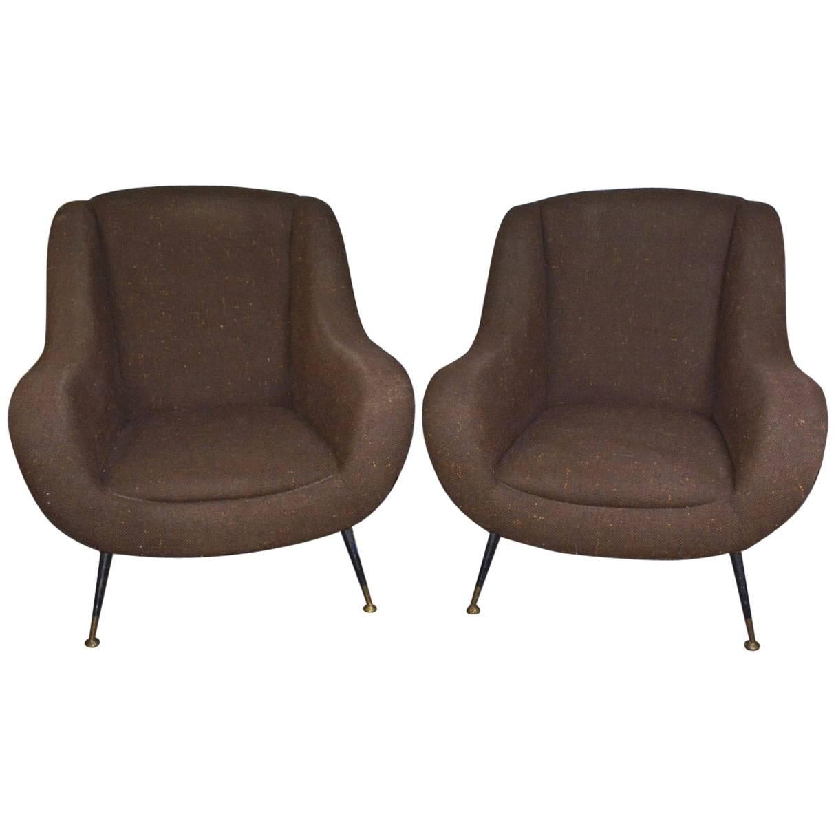 Pair of Italian Upholstered Club Chairs