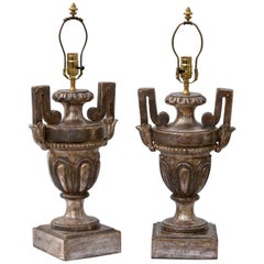 Pair of 19th Century Silver Gilt Urn Form Table Lamps