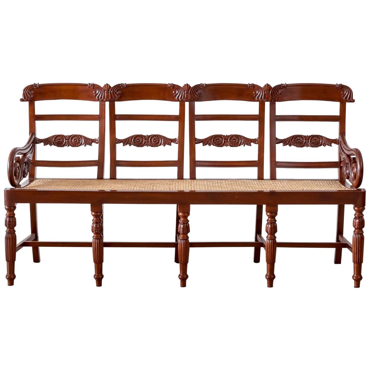 Antique Indo-Portuguese or Portuguese Colonial Mahogany Settee For Sale
