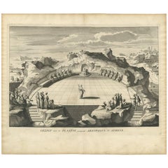 Used Print of the Areopagus in Athens "Greece" by A. Calmet, 1725