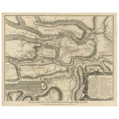 Antique Print of the Battle of Oudenard by I. Basire, 1751